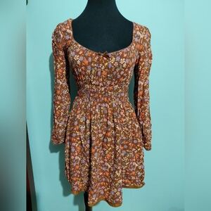 Chic Long Sleeve Floral Dress